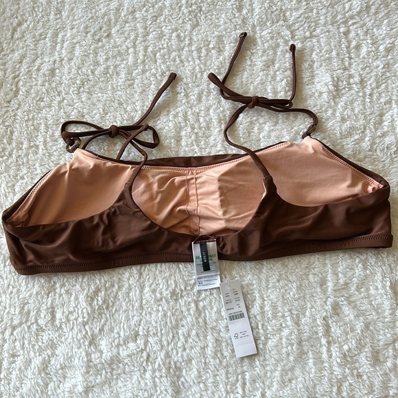 J. Crew O-Ring Tie Shoulder Bikini Top Size 2X Brown NWT - Picture 2 of 6